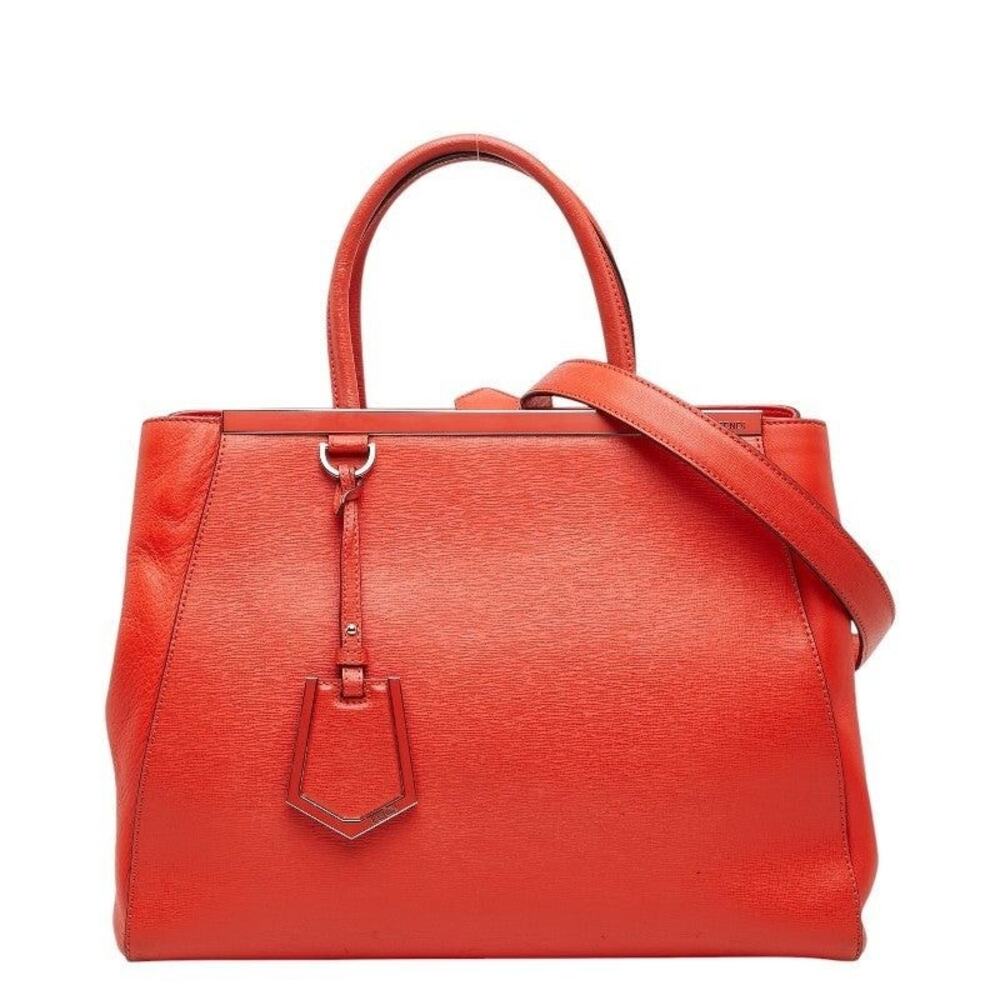Fendi 2Jours Shoulder Bag Leather Handbag Red